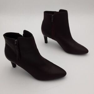 Clarks Women's Ankle Boots in Dark Burgandy kitten heels